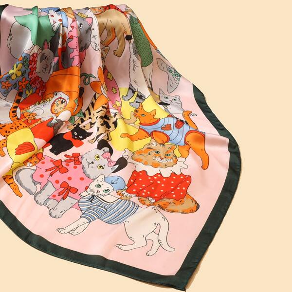 

Cat Print Bandana, Multicolor