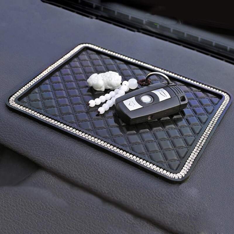 

Rhinestone Decor Car Anti-slip Mat, Black