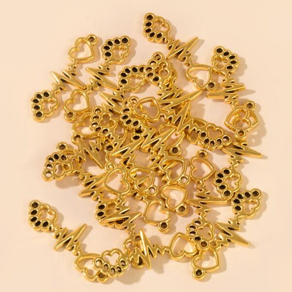 

20pcs Heart & Paw Design DIY Jewelry Accessory, Bronze