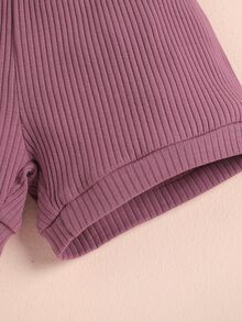 Camiseta bajo con fruncido de canalé con shorts track con diadema - Púrpura malva - Ver 3