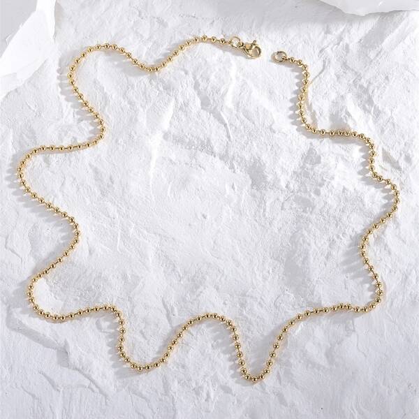 

Round Ball Beaded Necklace, Gold