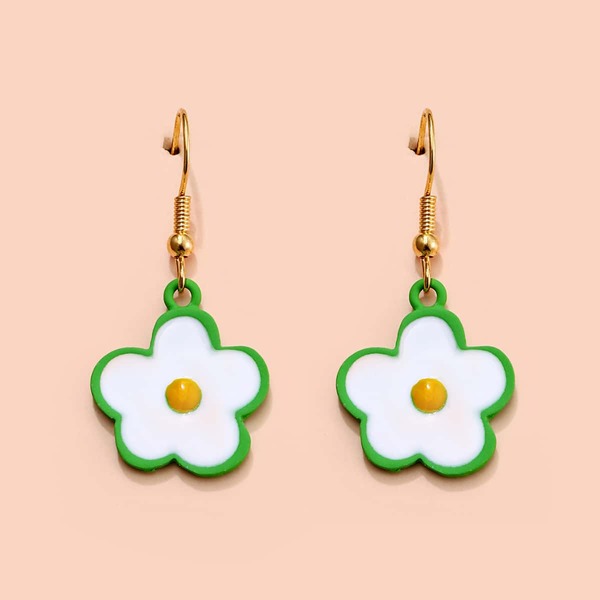 

Flower Design Drop Earrings, Multicolor