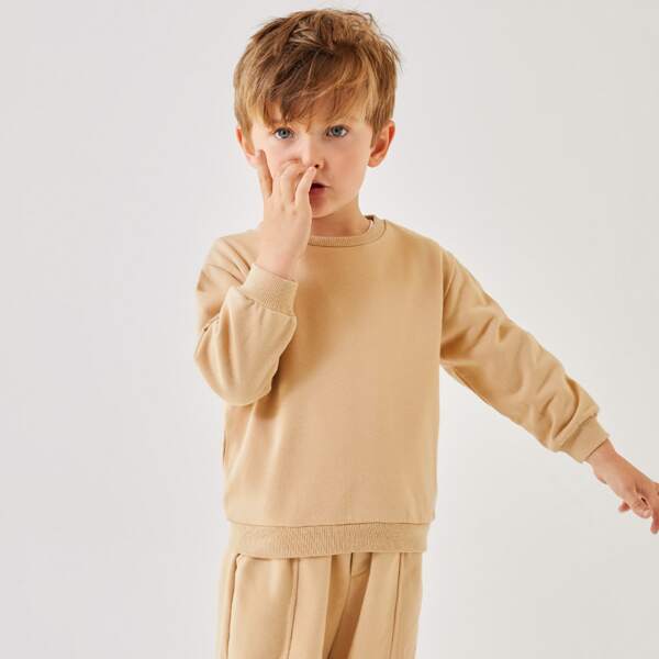 

Toddler Boys Solid Drop Shoulder Pullover, Khaki