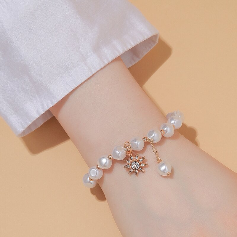 

Faux Pearl Beaded Bracelet, White