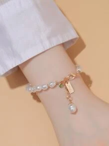 Faux Pearl Decor Bracelet - White - View 1