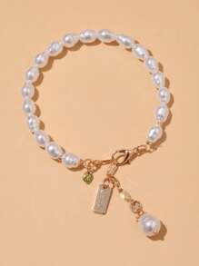 Faux Pearl Decor Bracelet - White - View 4