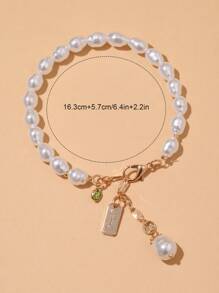 Faux Pearl Decor Bracelet - White - View 5