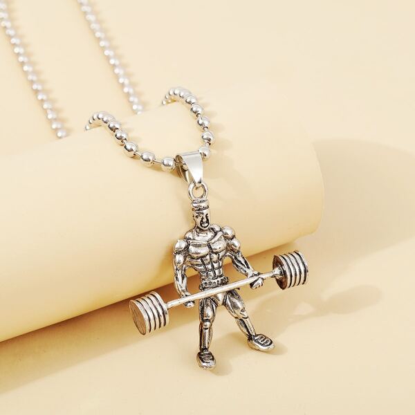 

Bodybuilder Charm Necklace, Silver