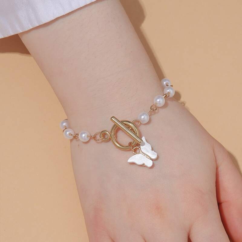 

Butterfly Decor Bracelet, White