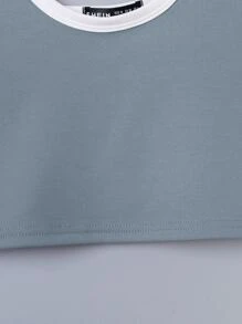 SHEIN Unity Criss Cross Contrast Binding Cami Top - Dusty Blue - View 6