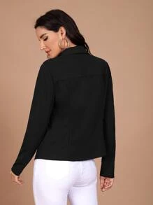 SHEIN Privé Shawl Collar Solid Blazer - Black - View 2