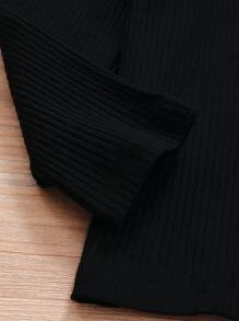 小女童條紋針織荷葉邊上衣和豹紋印花前蝴蝶結半身裙 - 彩色 - 查看 3