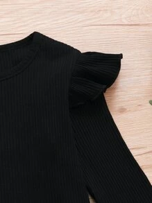 小女童條紋針織荷葉邊上衣和豹紋印花前蝴蝶結半身裙 - 彩色 - 查看 4