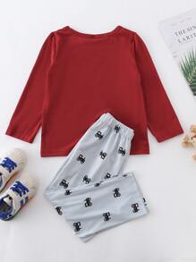 Young Boy Cartoon Car Print PJ Set - Multicolor - View 2