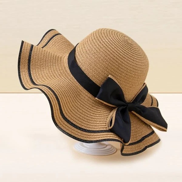 

Bow Decor Straw Hat, Khaki