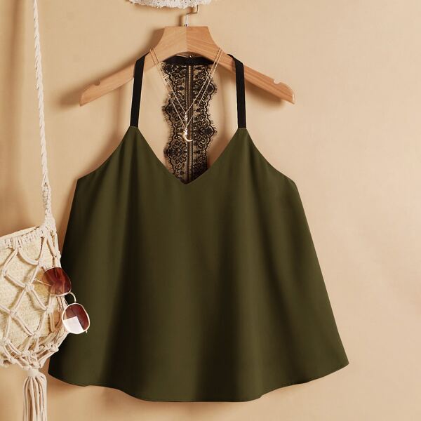 

Lace Detail Cami Top, Army green