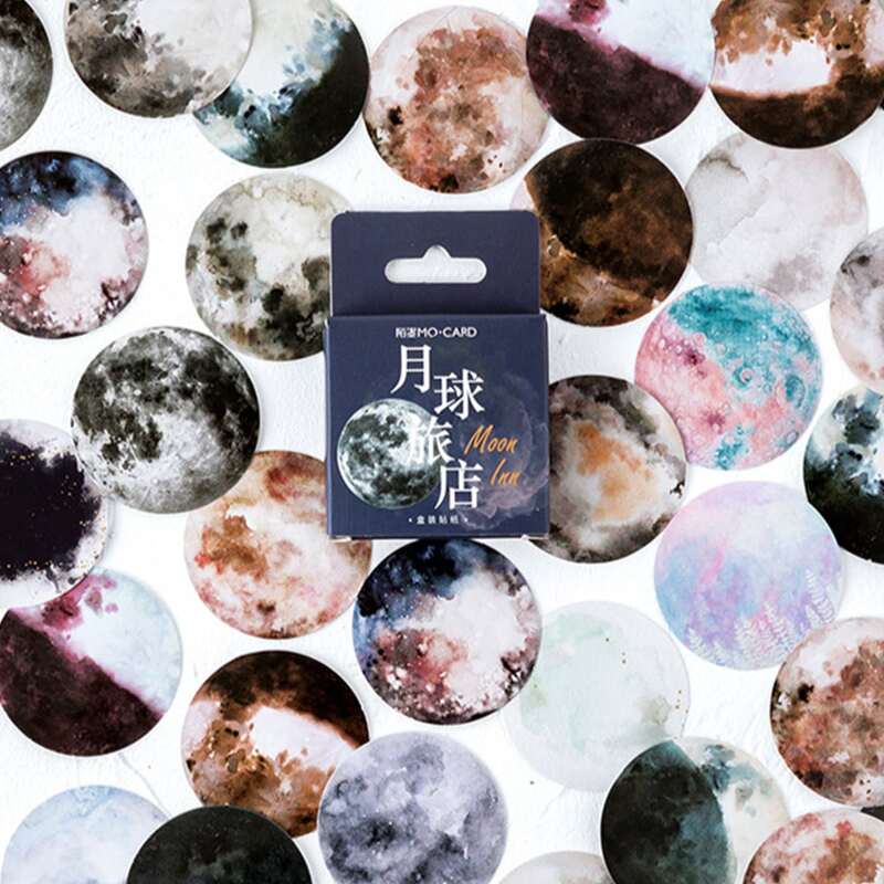 

46pcs Moon Pattern Sticker, Multicolor