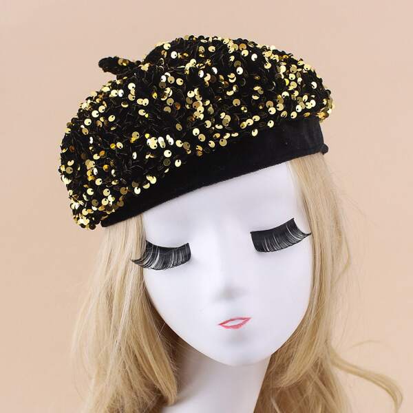 

Sequin Decor Beret, Multicolor