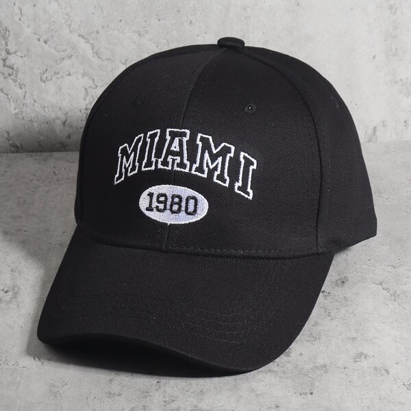 

Letter Embroidery Baseball Cap, Black