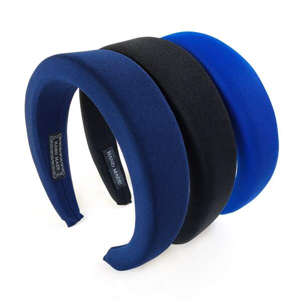 

3pcs Letter Patched Padded Headband, Multicolor