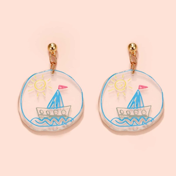 

Sun Pattern Drop Earrings, Multicolor