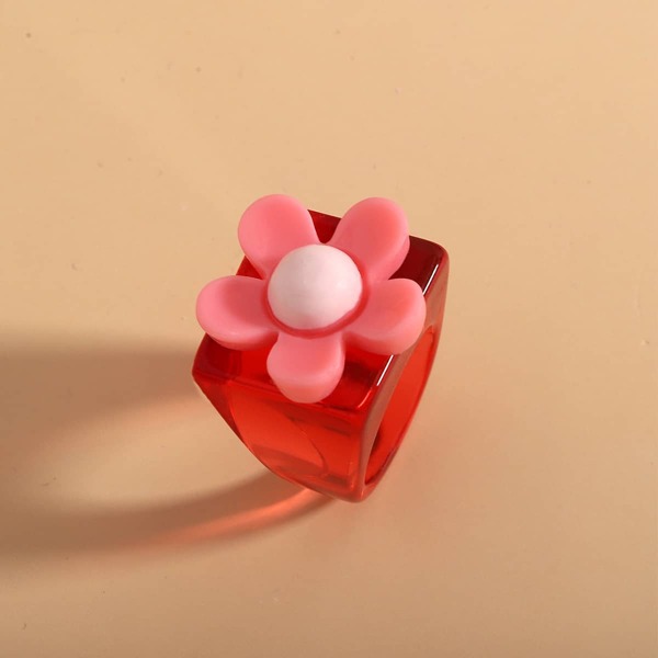 

Flower Decor Ring, Red