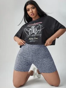 Coolane Plus High Waist Cycling Shorts - Light Grey - View 1