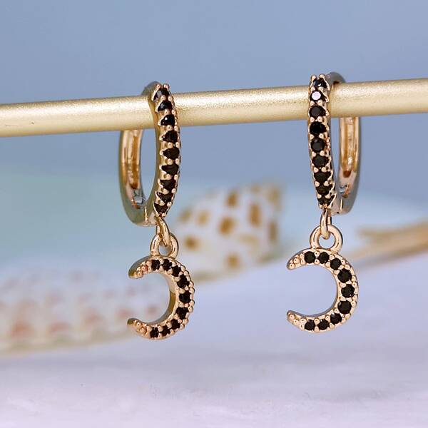 

Rhinestone Moon Drop Earrings, Multicolor