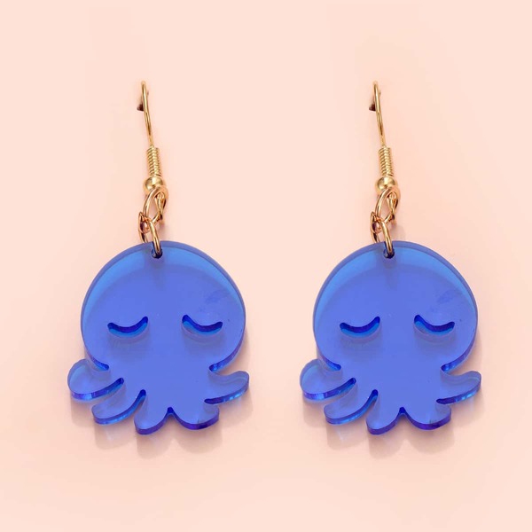 

Cartoon Animal Drop Earrings, Blue