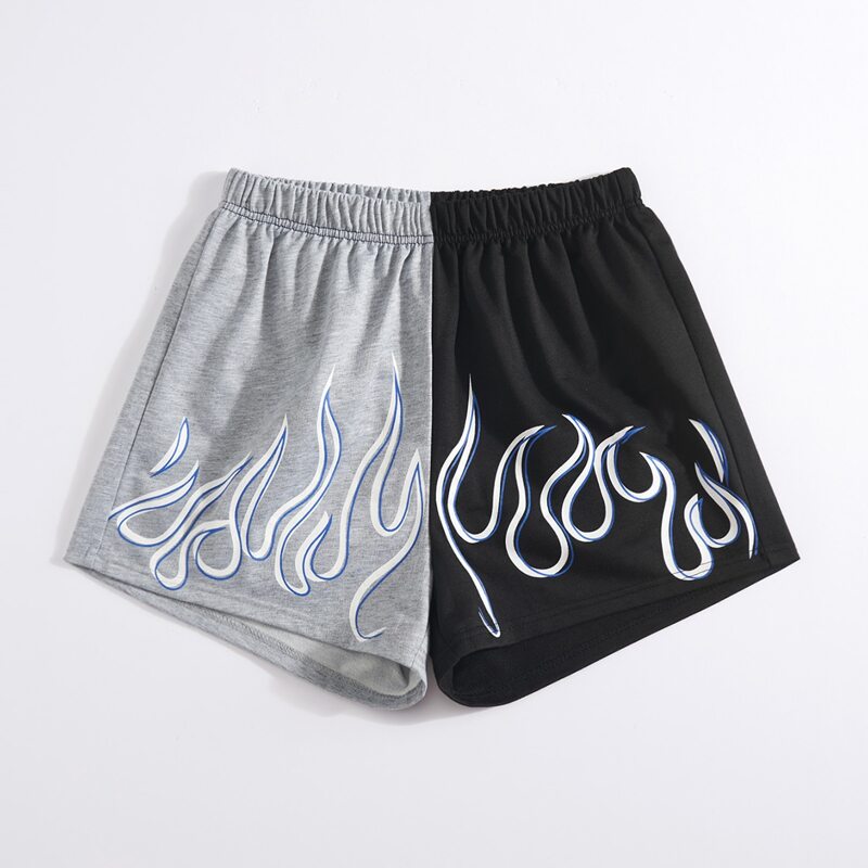 

Colorblock Fire Print Shorts, Multicolor