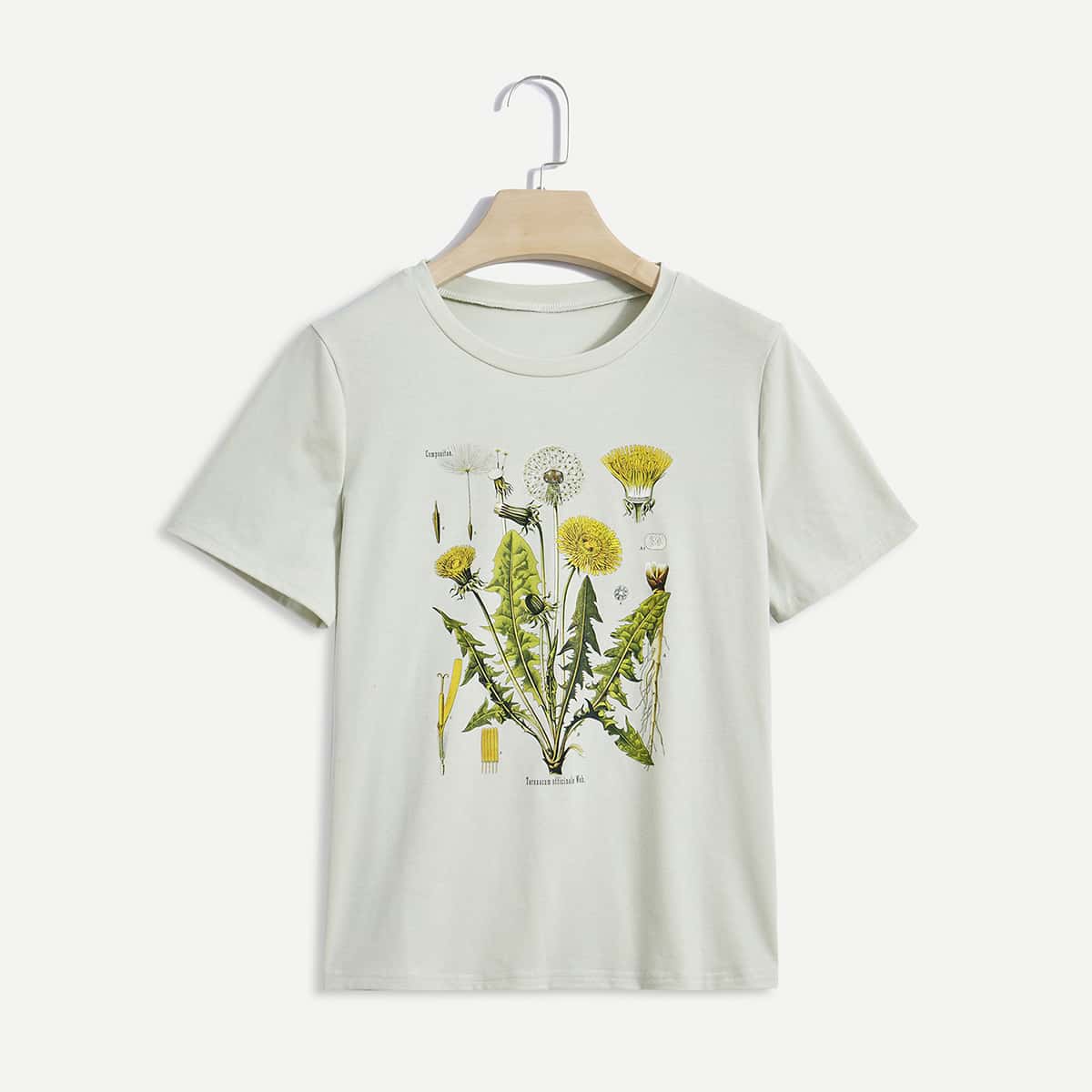 

Plants Print Tee, Mint green