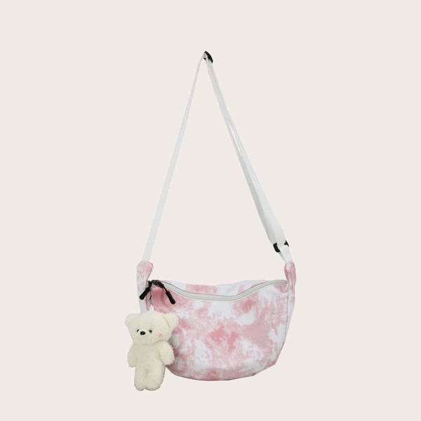 

Girls Doll Decor Tie Dye Pattern Crossbody Bag, Pink