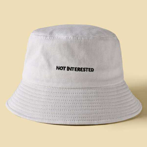 

Letter Embroidery Bucket Hat, White