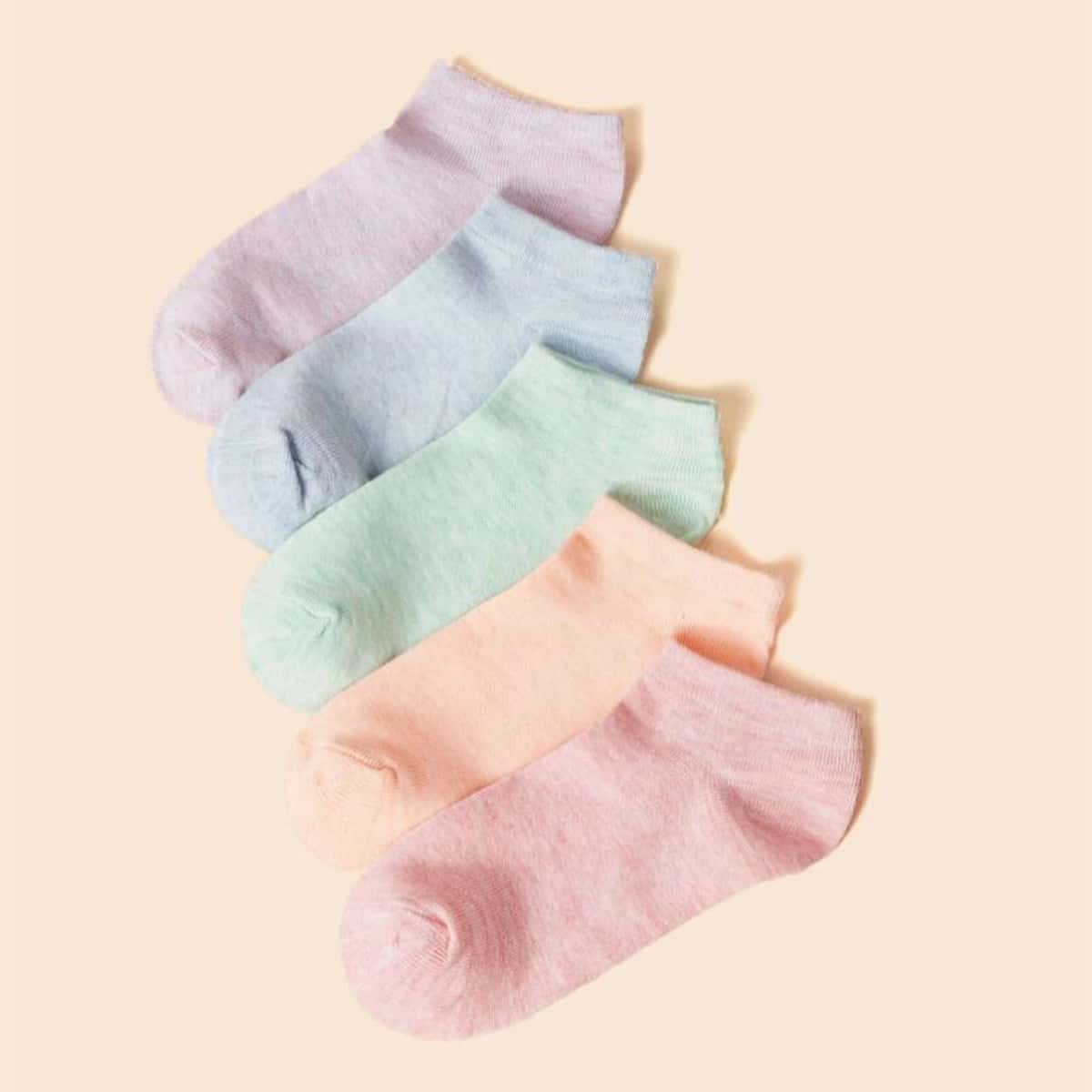 

5pairs Solid Ankle Socks, Multicolor