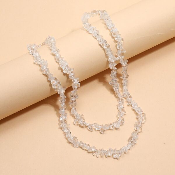 

Stone Beaded Necklace, Clear