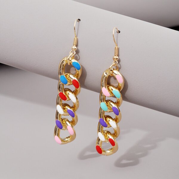 

Chain Drop Earrings, Multicolor