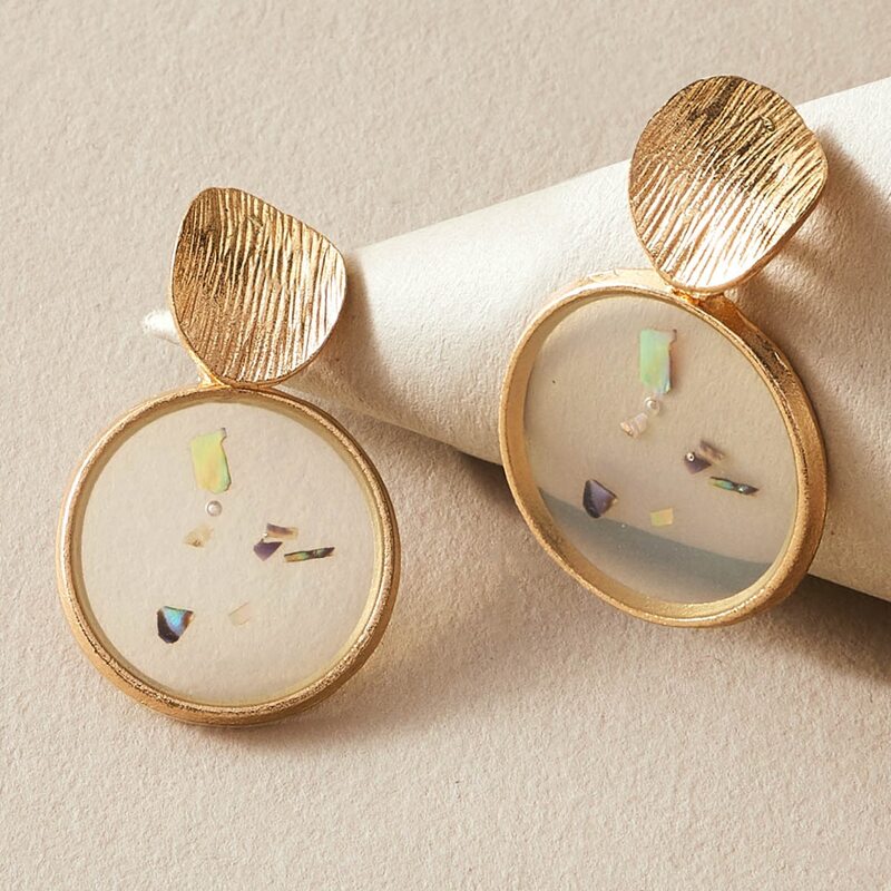 

Geo Design Earrings, Gold