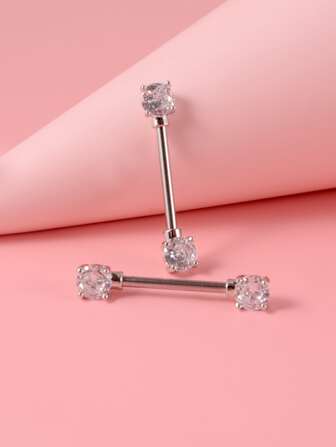 حلقة حلمة زخرفة مكعب زركونيا 2 قطع