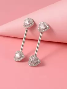 2入組/套方晶鋯石裝飾乳環中性時尚朋克身體穿刺首飾