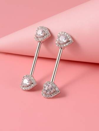 2قطع/طقم زخرفة مكعب زركونيا حلقة حلمة بلا جنس أزياء فاسق مجوهرات ثقب الجسم