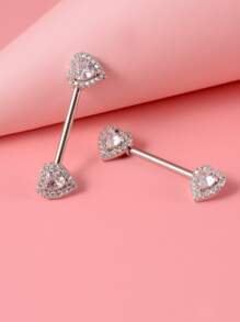 2入組/套方晶鋯石裝飾乳環中性時尚朋克身體穿刺首飾