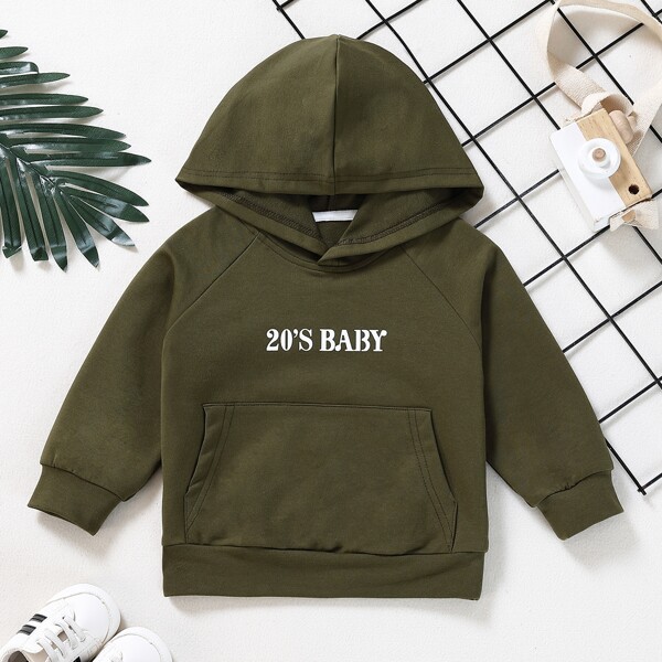 

Baby Letter Graphic Hoodie, Army green