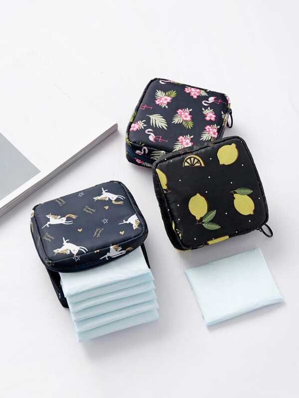 1pc Random Women Tampon Storage Bag, Sanitary Pad Pouch Napkin Cosmetic