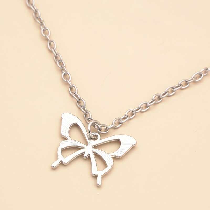 

Butterfly Layered Necklace, Silver