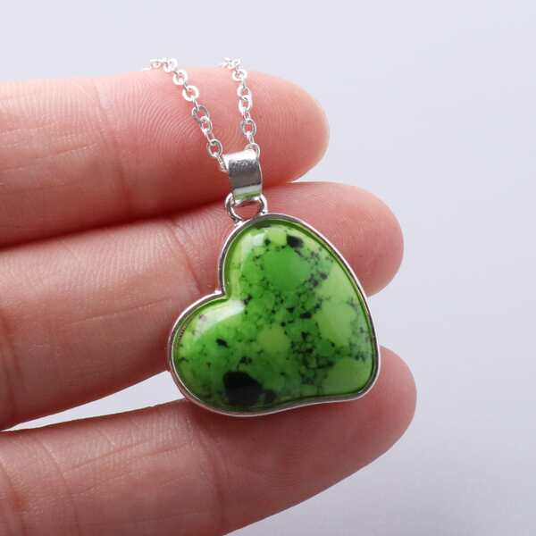 

Heart Charm Necklace, Green