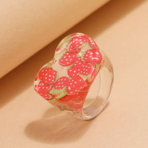 

Strawberry Decor Ring, Red