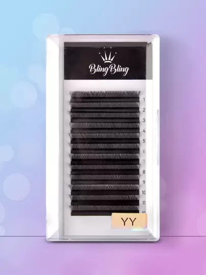 1盒充分假睫毛Y形假C0.05MM10mm混合手動嫁接睫毛