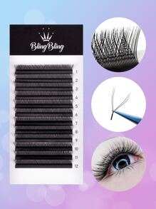 1盒充分假睫毛Y形假C0.05MM10mm混合手動嫁接睫毛 - 黑色 - 查看 3