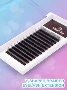 1盒充分假睫毛Y形假C0.05MM10mm混合手動嫁接睫毛 - 黑色 - 查看 4