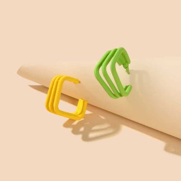 

Geometric Hoop Earrings, Multicolor